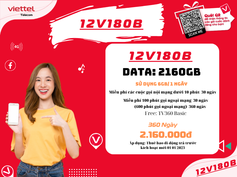 Gói 12V180B của Viettel