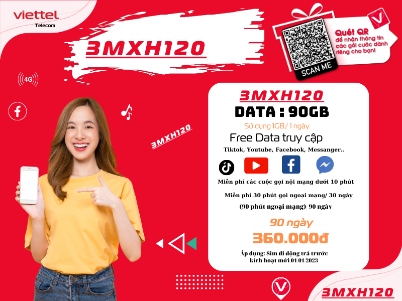 Gói 3MXH120 Viettel
