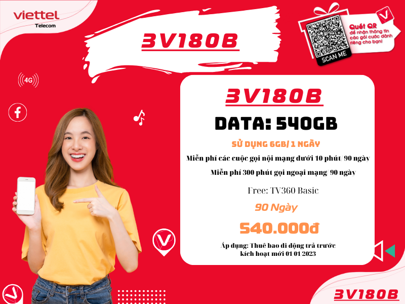 Gói 3V180B của Viettel