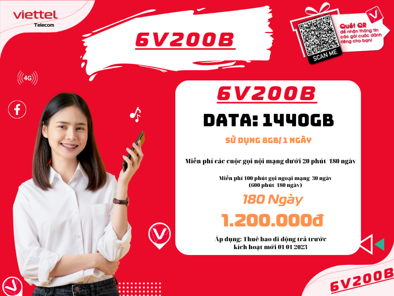 Gói 6V200B Viettel