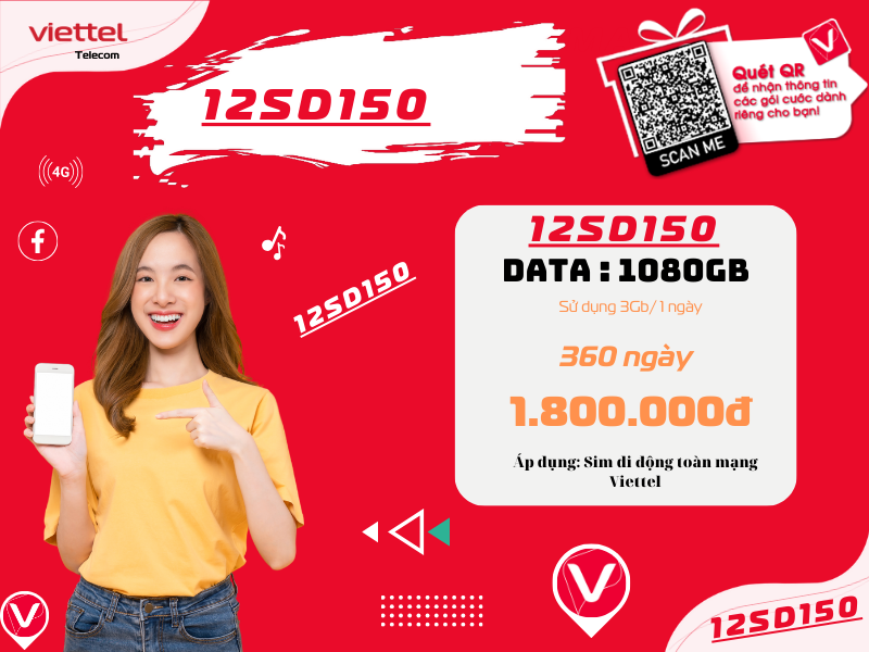 Gói 12SD150 Viettel
