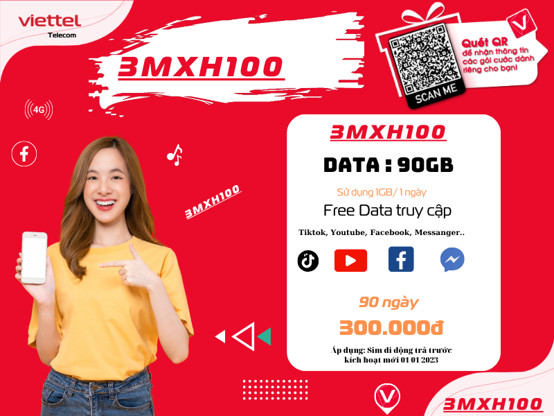 Gói 3MXH100 Viettel