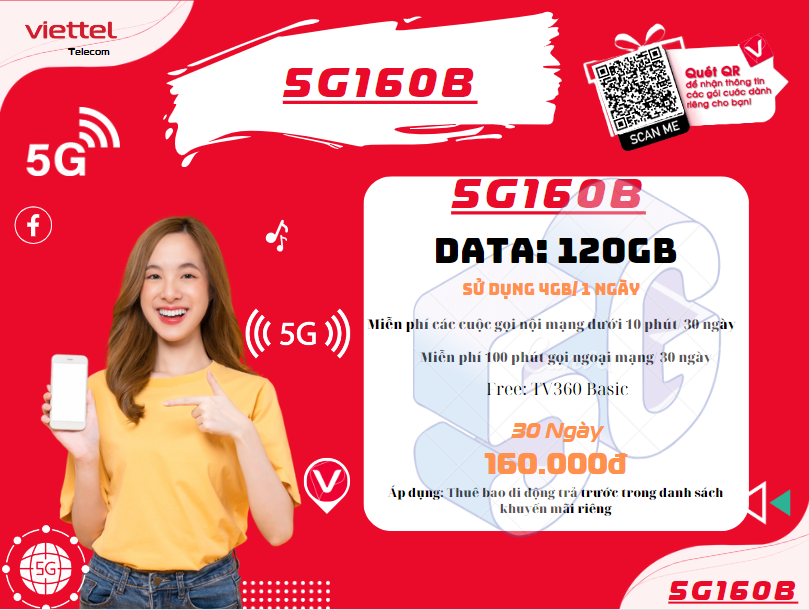 Gói cước 5G160B của Viettel